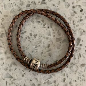 Pandora brown double leather bracelet